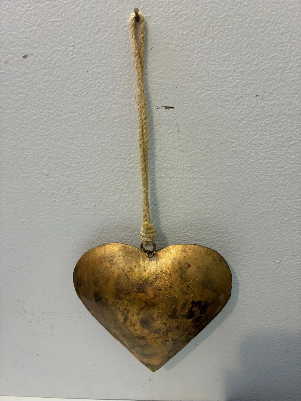 Rustic Gold Heart Wall Hanging with Bunny Floral Motif
